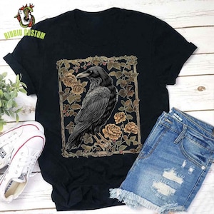 Maglietta insegnante Raven di Dark Academia, maglietta Vintage Raven, maglietta con carte dei tarocchi, maglietta Goblincore, maglietta gotica, maglietta da strega