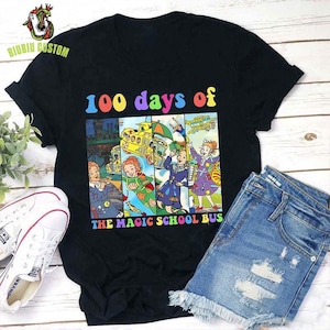 Camiseta de maestro de los 100 días del autobús mágico, camiseta de maestro, camiseta de maestro, citas de enseñanza, camiseta de regreso a la escuela