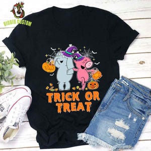 Trick Or Treat Teacher T-Shirt, Funny Piggie Elephant Pigeons Shirt, Children Books, Book Lover Gift