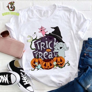 Trick Or Treat Teacher T-Shirt, Funny Piggie Elephant Pigeons Shirt, Children Books, Book Lover Gift