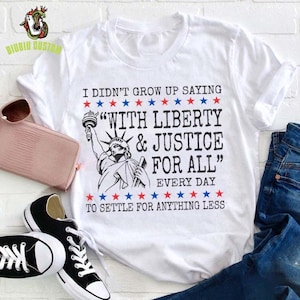 Freiheit und Gerechtigkeit für alle 4. Juli Lehrer-T-Shirt, Freiheitsstatue T-Shirt, amerikanisches Stolz-Shirt, USA-Unabhängigkeitstag