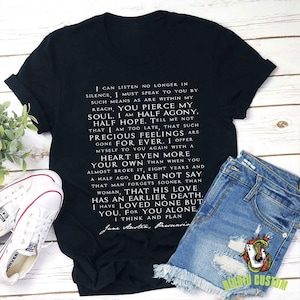 Camiseta de Jane Austen con carta de amor para maestra.jpg, camiseta de Jane Austen, camiseta con carta de amor, camiseta de vida de maestra, camiseta de maestra, regalo para maestra