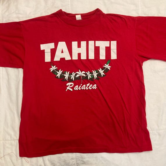 Vintage 1990s Tahiti T-Shirt – ARII Creations – Big Tahiti Graphic – Retro Island Tee Size Large