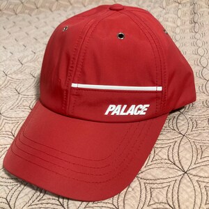 RARE Palace Skateboards Red Logo Hat – Men’s Adjustable 6-Panel Cap OSFA, Rubber Patch Skatewear