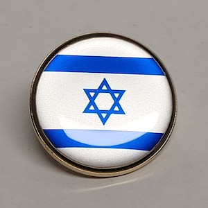 Israel flag circle lapel pin