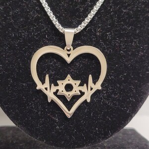 Jewish is Life stainless steel silver heart necklace