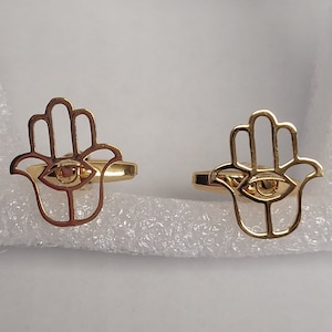 Stainless steel gold or silver Hamsa cufflinks