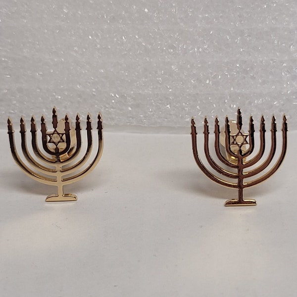 Stainless steel gold or silver menorah cufflinks