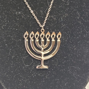 Stainless steel Jewish menorah necklace