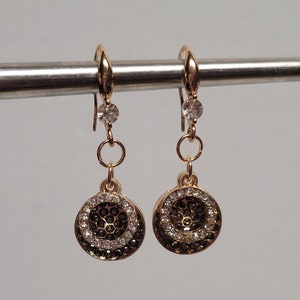 New moon black and white cubic zerconia earrings