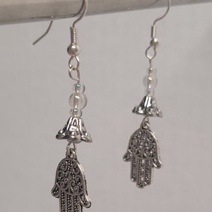 Stainless steel hamsa dangle earrings