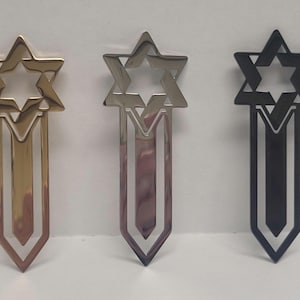 Stainless steel gold, silver or black star of David bookmark