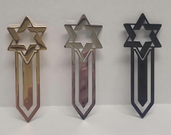 Stainless steel gold, silver or black star of David bookmark
