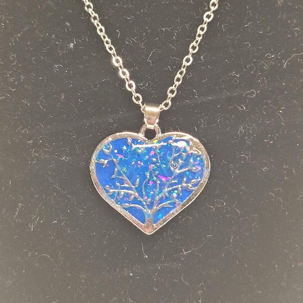 Blue opal Tree of Life necklace