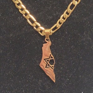 Collier Israël en acier inoxydable et or