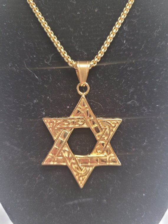 Titanium Steel Men s Star of David Necklace Etsy