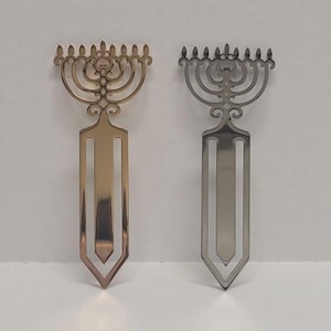 Stainless steel gold or silver menorah bookmark