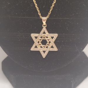 Gold plated and cubic zerconia star of David necklace