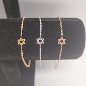 Small stainless steel star of David bracelet with lobster claw closure