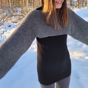 Beginner Friendly Shrug Knitting Pattern, Easy Crop Jumper / Knit Sweater / Cropped Jumper Pattern, "Lohtu", For Aran / Worsted Yarn