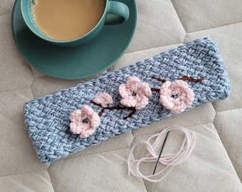 Headband Knitting Pattern, Easy Ear Warmer Pattern, Designed For DK Weight Yarn "Flowers in a Basket"