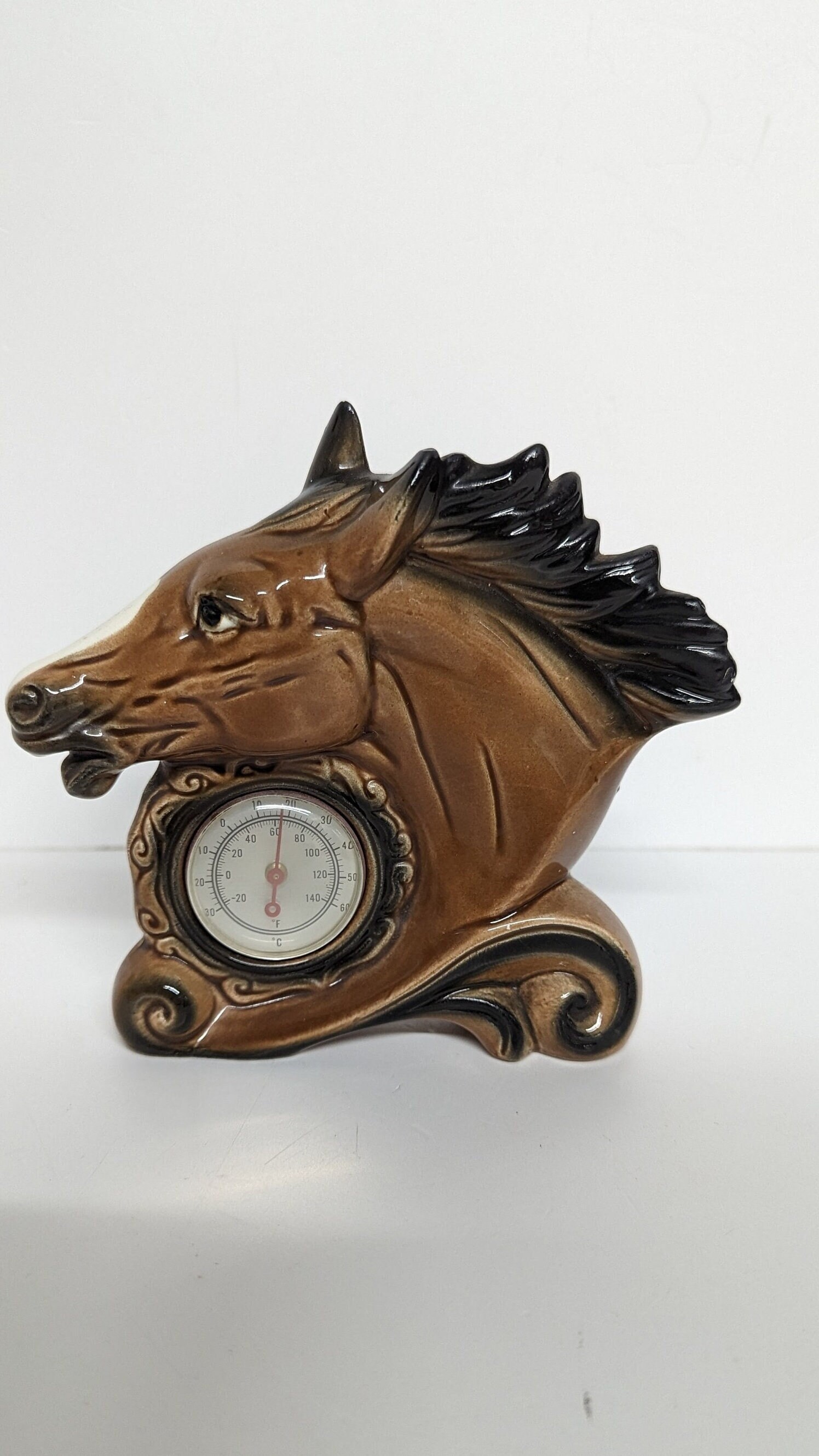 Vintage desk thermometer, Horse head Thermometer, Chess Knight