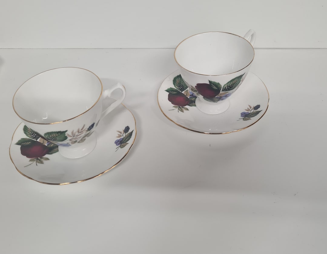 Vintage China Tea Set Cup & Saucer White Floral Design English Etsy