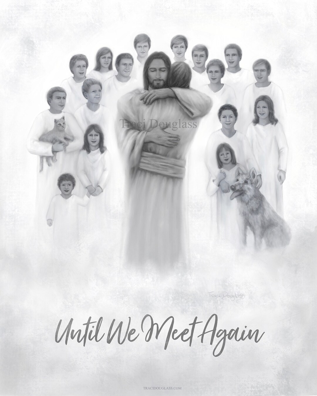 Jesus in Heaven Hugging Family, Print Death of Loved One Going to ...