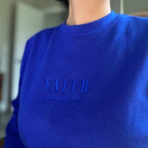 Faith, Hebrews 11:1, Faith Unseen, Hidden Message, Royal Blue, Sweatshirt, Unisex, Cotton Heritage M2480, Christian Apparel