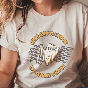 Holy Ghost Halloween T-Shirt: Distressed Checkerboard Christian Tee