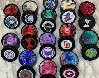 Avengers Inspired Small Crystal Candles 4oz | Aromatherapy | Healing Crystals | Manifestation | Shifting | Marvel Gift Ideas