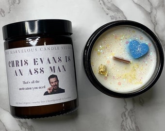 Chris Evans Is An Ass Man Candle | Motivational Vegan Candle | Funny Novelty Candles | Celebrity Candles | Chris Evans Gift