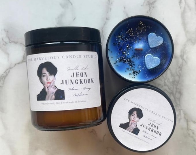 Smells Like Jeon Jungkook Vegan Candles | Pop Culture Gifts | Celebrity Candles | Birthday Gift Ideas | Funny Novelty Gift
