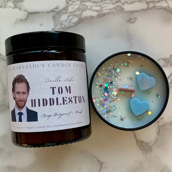 Smells Like Tom Hiddleston Vegan Candles | Pop Culture Gifts | Celebrity Candles | Birthday Gift Ideas | Funny Novelty Gift