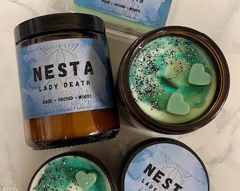 Vela Nesta Archeron con licencia oficial de ACOTAR Merch / Vela de cera de soja / Sarah J Maas Una corte de espinas y rosas Regalo literario