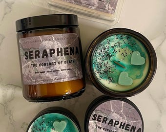 Vela Seraphena / Vela de Sangre y Ceniza / Vela de Romance Fantástico / Regalo de Libro