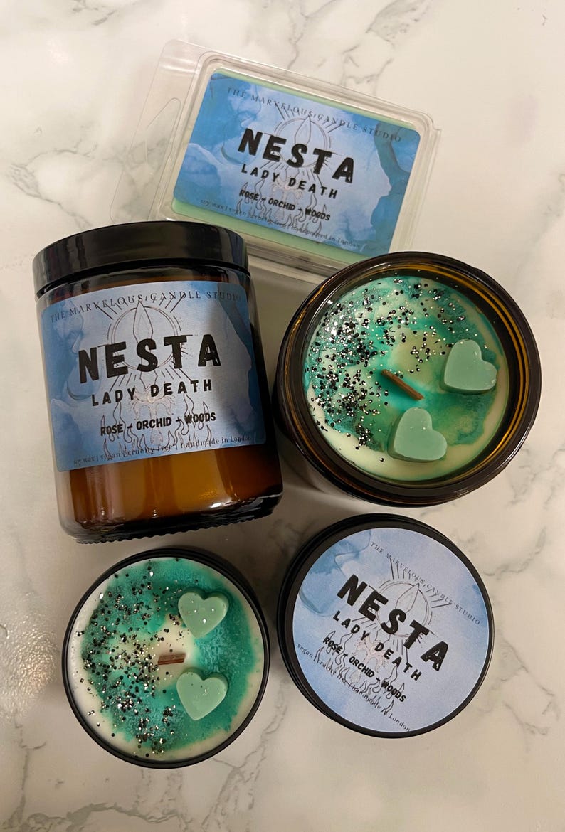 Vela Nesta Archeron con licencia oficial de ACOTAR Merch / Vela de cera de soja / Sarah J Maas Una corte de espinas y rosas Regalo literario imagen 10