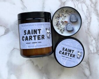 Vela de Saint Carter / Carnage / Regalo de romance oscuro / Regalo de Booktok / Saint Beckham Carter / Vela vegana de autor