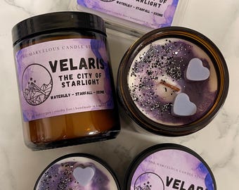 Vela Velaris con licencia oficial de ACOTAR Merch / Cera de soja / Regalo de BookTok / Sarah J Maas Una corte de espinas y rosas Regalo literario