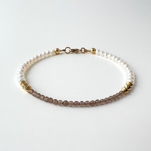 Smoky Quartz and Freshwater Pearls Bracelet