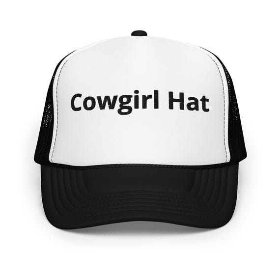 Cowgirl | Embroidered | Black & White Foam Trucker Hat  display picture 1