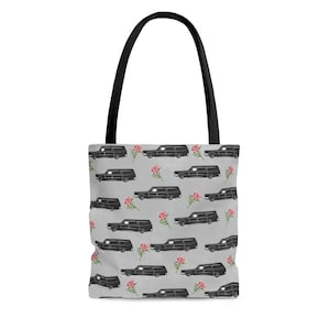 Hearse Tote Bag/ Tote Bag with Roses/ Embalmer Tote Bag/ Funeral Director Tote Bag/ Mortician Tote Bag