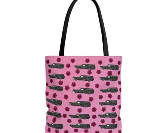 Funeral Director Tote Bag/ Embalmer Tote Bag/ Mortician Tote Bag/ Hearse Tote Bag/ Pink Hearse Tote Bag/AOP Tote Bag