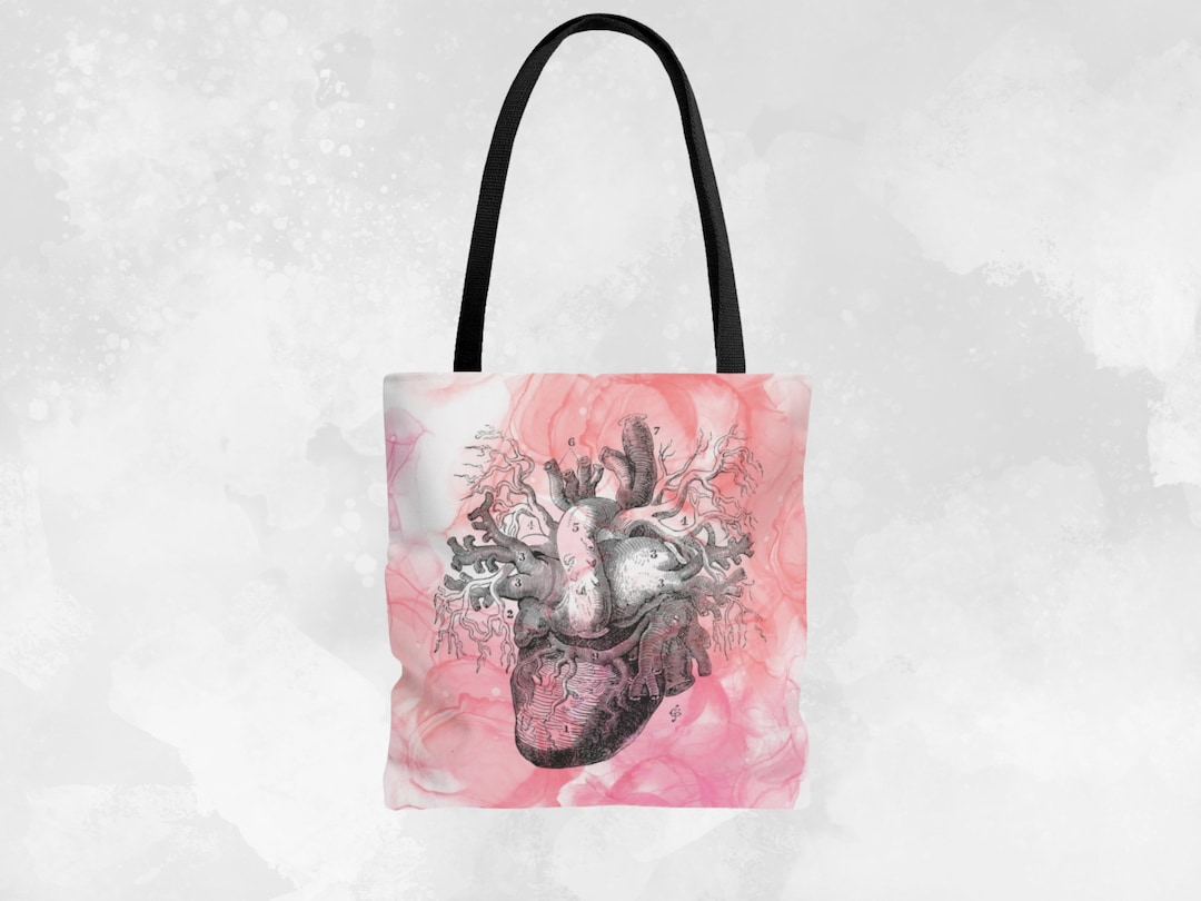 Heart Anatomy Tote Bag/ Anatomical Heart Tote Bag/ Pink Heart Etsy