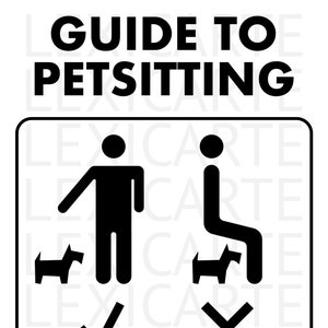 Guide to Petsitting Dogsitting Dog Sitting SVG PNG Instant Download Black and White High Quality for Cricut Silhouette