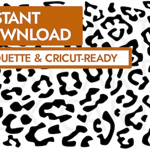 Leopard Print Cheetah Print SVG PNG Instant Download Black and White High Quality for Cricut Silhouette