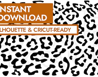 Leopard Print Cheetah Print SVG PNG Instant Download Black and White High Quality for Cricut Silhouette