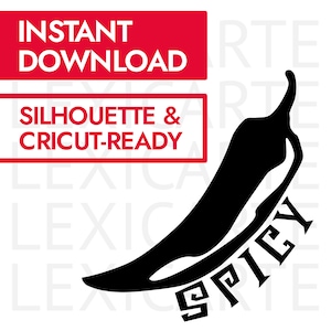Spicy Pepper SVG PNG Instant Download Black and White High Quality for Cricut Silhouette