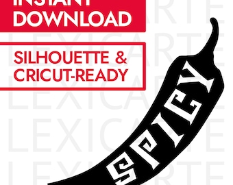 Spicy Pepper SVG PNG Instant Download Black and White High Quality for Cricut Silhouette