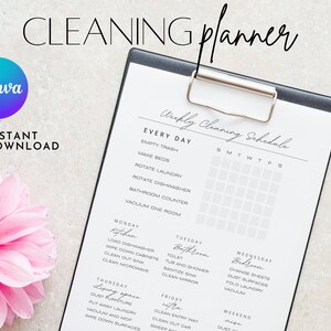 Cleaning Schedule, Weekly Cleaning, Cleaning Checklist, Cleaning List, Canva Template, Printable Checklist, 2023 goals year